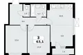 3 room apartment 63 m² poselenie Sosenskoe, Russia