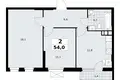 2 room apartment 54 m² South-Western Administrative Okrug, Russia