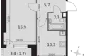Mieszkanie 1 pokój 37 m² Moskwa, Rosja