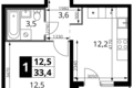 Mieszkanie 1 pokój 33 m² rejon leniński, Rosja