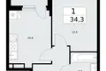 Appartement 1 chambre 34 m² poselenie Sosenskoe, Fédération de Russie