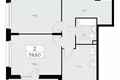 2 room apartment 60 m² Moscow, Russia