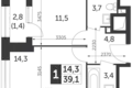 Mieszkanie 1 pokój 39 m² North-Eastern Administrative Okrug, Rosja