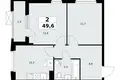 2 room apartment 50 m² poselenie Sosenskoe, Russia