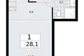 Mieszkanie 1 pokój 28 m² Troick, Rosja