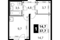 Квартира 1 комната 38 м² Сапроново, Россия