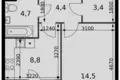 Mieszkanie 1 pokój 38 m² Razvilka, Rosja