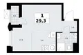 Квартира 1 комната 29 м² район Троицк, Россия
