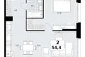 Appartement 2 chambres 54 m² Kommunarka, Russie