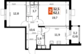 Квартира 2 комнаты 62 м² Развилка, Россия