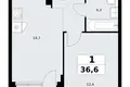 Appartement 1 chambre 37 m² Kommunarka, Russie