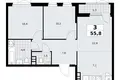 3 room apartment 56 m² South-Western Administrative Okrug, Russia