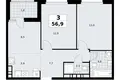 3 room apartment 57 m² Kommunarka, Russia
