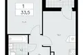 1 room apartment 34 m² poselenie Sosenskoe, Russia