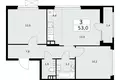 Apartamento 3 habitaciones 53 m² poselenie Desenovskoe, Rusia