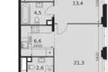 2 room apartment 57 m² Moscow, Russia