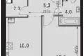 Apartamento 2 habitaciones 43 m² Moscú, Rusia