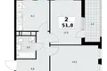 2 room apartment 52 m² Moscow, Russia