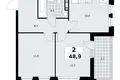 2 room apartment 49 m² Moscow, Russia