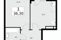 Квартира 1 комната 36 м² Postnikovo, Россия