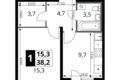 Mieszkanie 1 pokój 38 m² Potapovo, Rosja