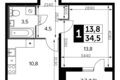 Mieszkanie 1 pokój 35 m² Leninsky District, Rosja
