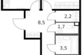 2 room apartment 59 m² Moscow, Russia