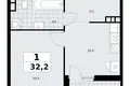 Квартира 1 комната 32 м² Юго-Западный административный округ, Россия