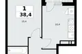 Квартира 1 комната 38 м² Москва, Россия