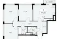 3 room apartment 72 m² South-Western Administrative Okrug, Russia