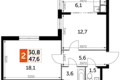 Квартира 2 комнаты 48 м² Развилка, Россия