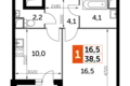 Квартира 1 комната 38 м² Развилка, Россия