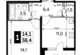 Mieszkanie 1 pokój 38 m² Nekrasovka District, Rosja