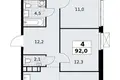 Apartamento 4 habitaciones 92 m² South-Western Administrative Okrug, Rusia