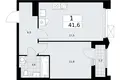 Квартира 1 комната 42 м² район Троицк, Россия
