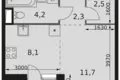 Студия 1 комната 30 м² Москва, Россия