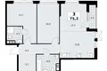 3 room apartment 75 m² South-Western Administrative Okrug, Russia