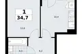 Квартира 1 комната 35 м² район Троицк, Россия