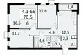 Квартира 3 комнаты 71 м² Юго-Западный административный округ, Россия