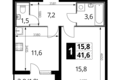 Mieszkanie 1 pokój 42 m² Nekrasovka District, Rosja