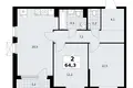 2 room apartment 64 m² Kommunarka, Russia