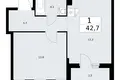 Квартира 1 комната 43 м² район Троицк, Россия