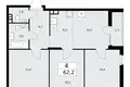 4 room apartment 62 m² poselenie Desenovskoe, Russia