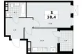 1 room apartment 38 m² Moscow, Russia