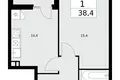 Mieszkanie 1 pokój 38 m² poselenie Desenovskoe, Rosja