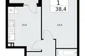 1 room apartment 38 m² poselenie Desenovskoe, Russia