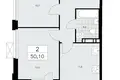 2 room apartment 50 m² Moscow, Russia