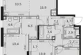 Mieszkanie 4 pokoi 91 m² Moskwa, Rosja