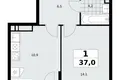 1 room apartment 37 m² Moscow, Russia