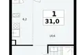 1 room apartment 31 m² Troitsk, Russia